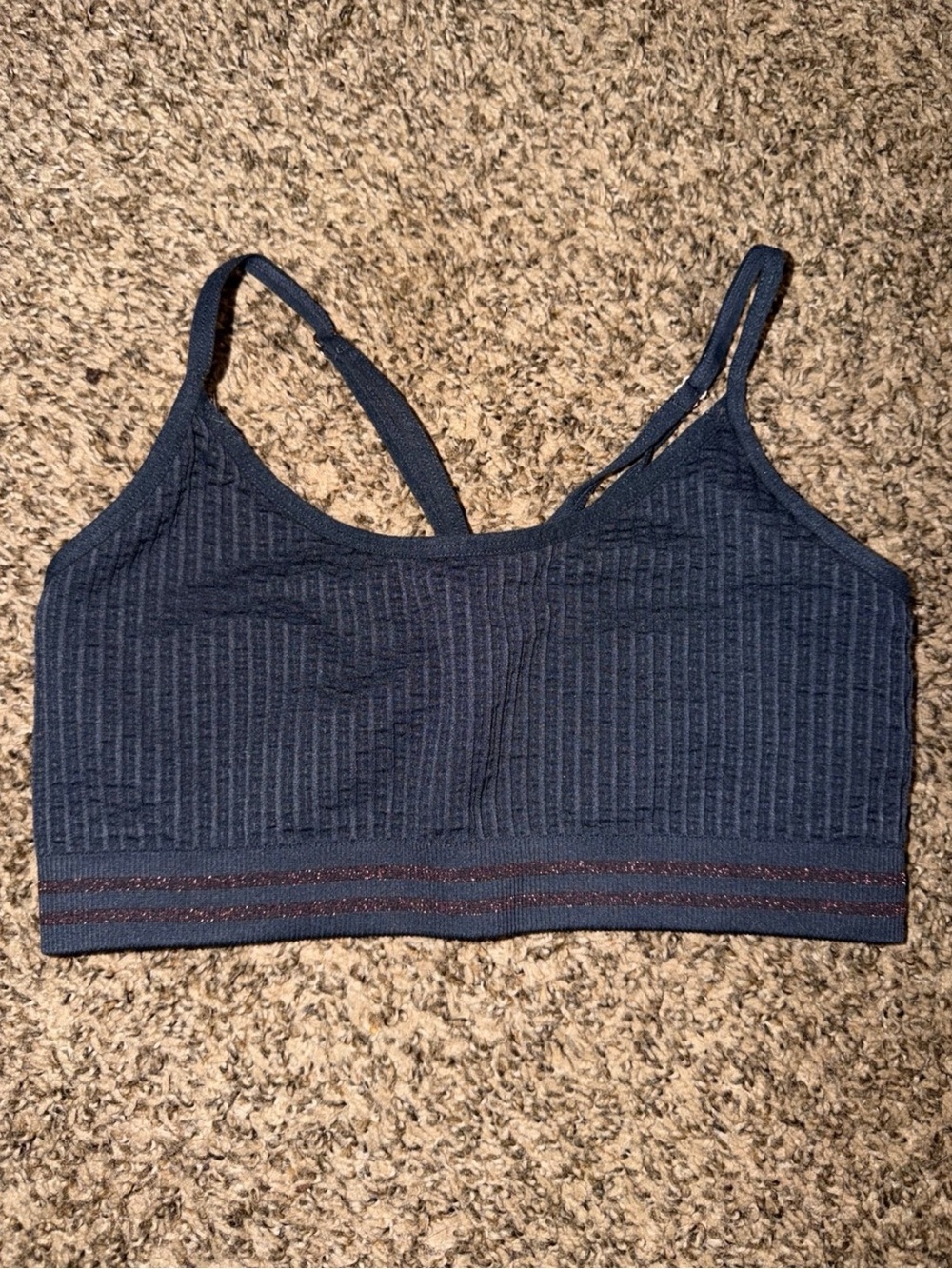Seamless Navy ribbed sports bra